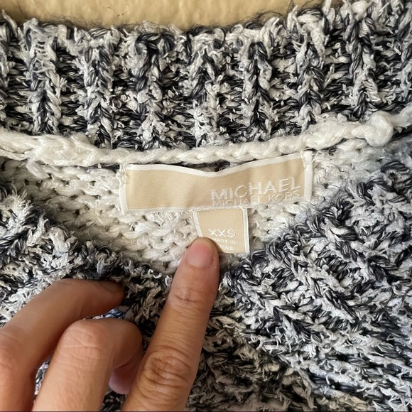 MICHAEL by Michael Kors Chunky White & Gray Striped Sweater - Picture 2 of 3